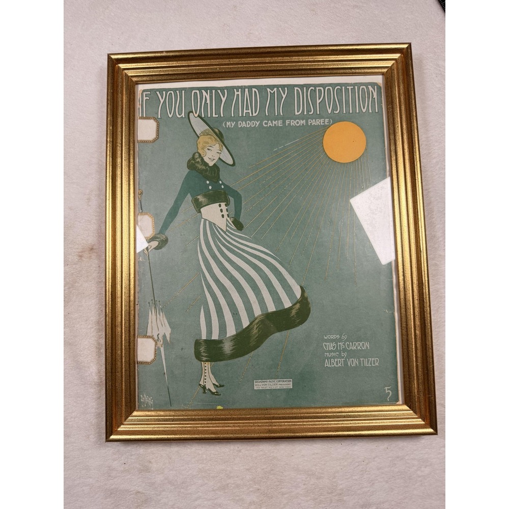 Vintage De Takacs If You Only Had My Disposition Framed Sheet Music Print 14x18
